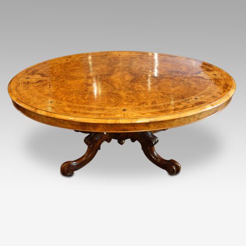 Victorian oval inlaid walnut coffee table side