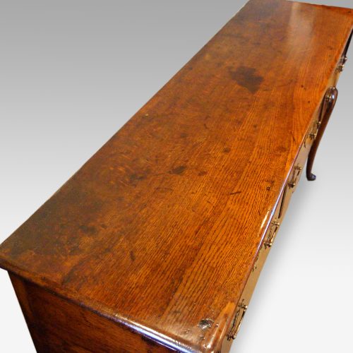 Antique oak dresser base top view
