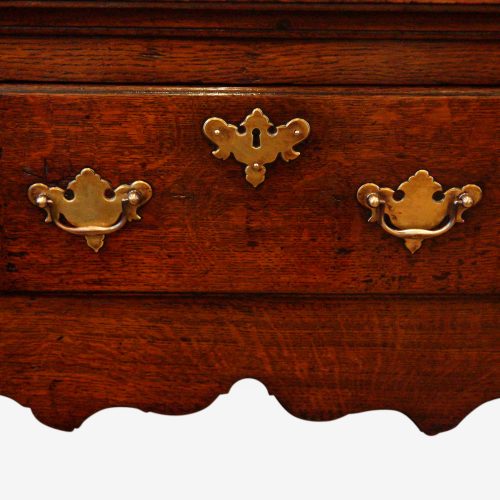 Antique oak dresser base drawer detail