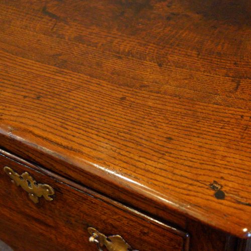 Antique oak dresser base drawer detail