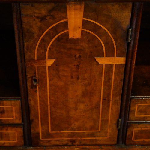 Georgian walnut bureau door detail