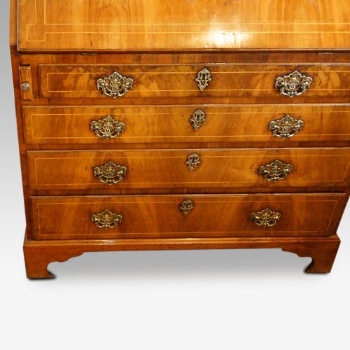 Georgian walnut bureau front