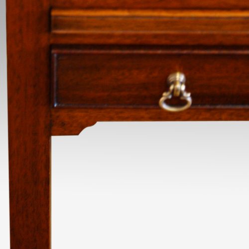Pair of mahogany tray top bedside tables handle