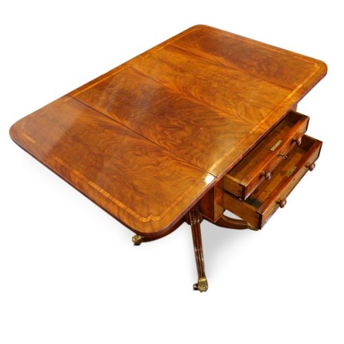 Regency mahogany work table drawers open