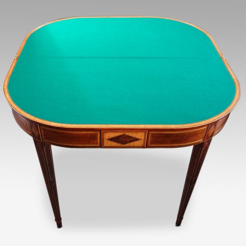 Sheraton inlaid mahogany card table open