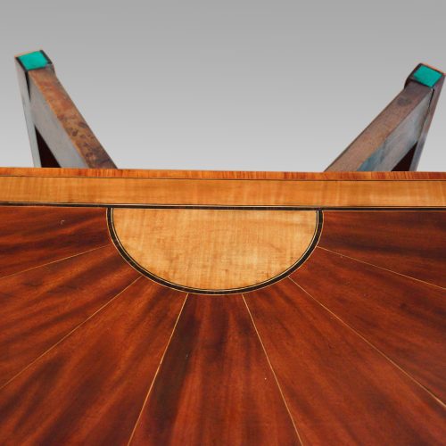 Sheraton inlaid mahogany card table rear legs