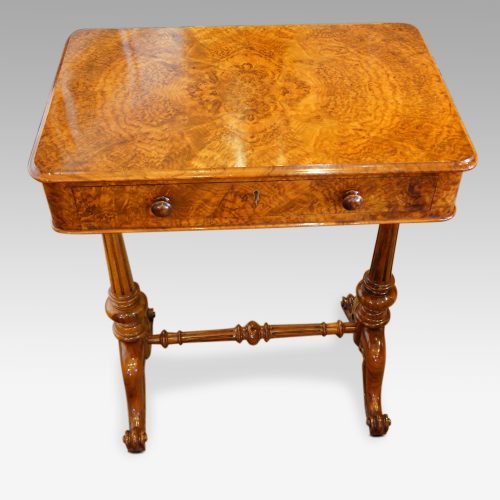 Victorian burr walnut side table front