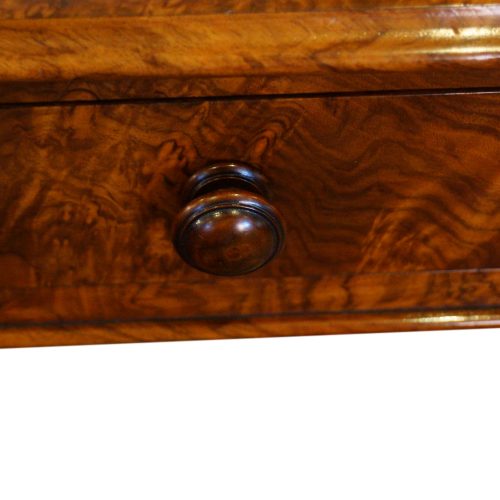 Victorian burr walnut side table handle