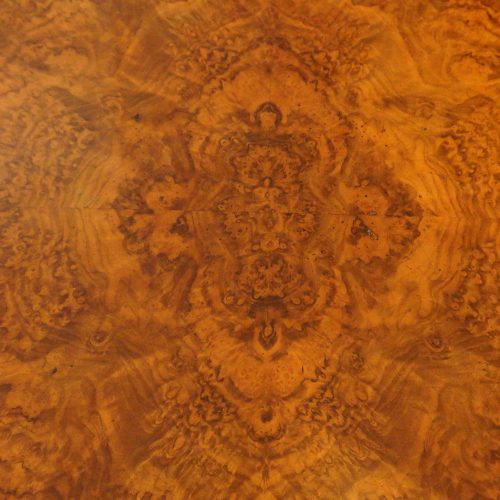 Victorian burr walnut side table top detail
