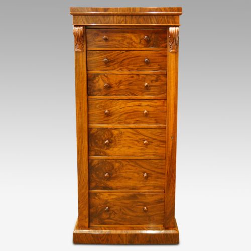 Victorian figured walnut Wellington chest