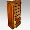 Victorian figured walnut Wellington chest drawers open