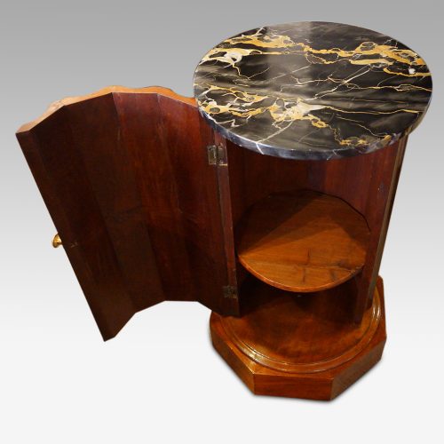 Victorian matched pair of circular bedside cabinets inside