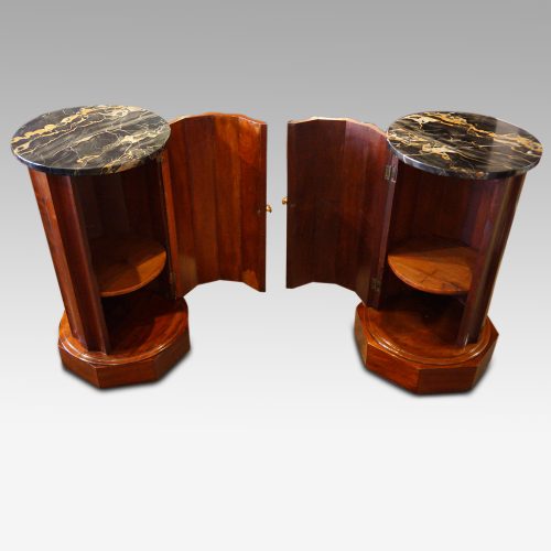Victorian matched pair of circular bedside cabinets interiors