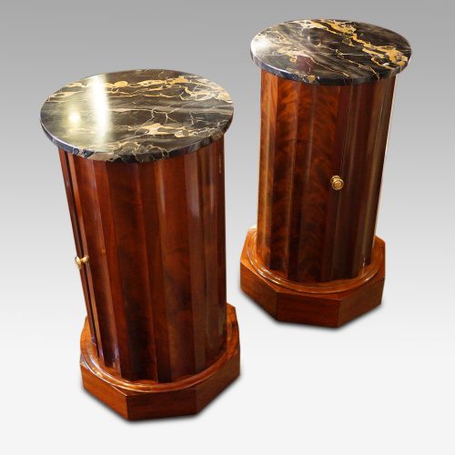 Victorian matched pair of circular bedside cabinets side
