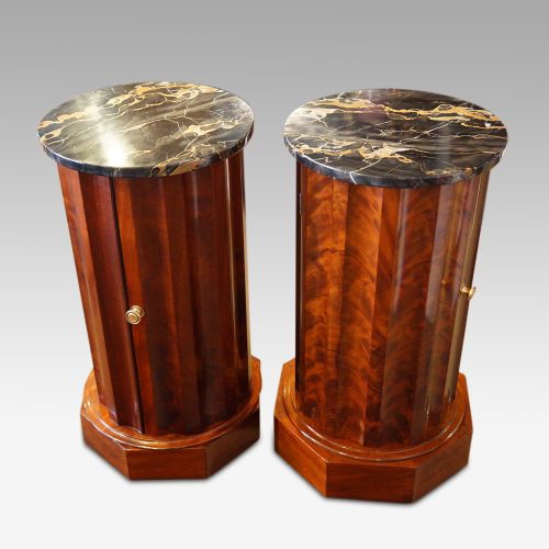 Victorian matched pair of circular bedside cabinets view