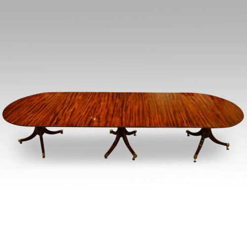 12 plus seat Regency style mahogany 3 pillar dining table