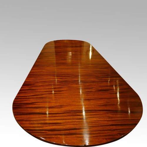 12 plus seat Regency style mahogany 3 pillar dining table end view