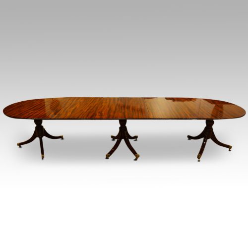 12 plus seat Regency style mahogany 3 pillar dining table,1