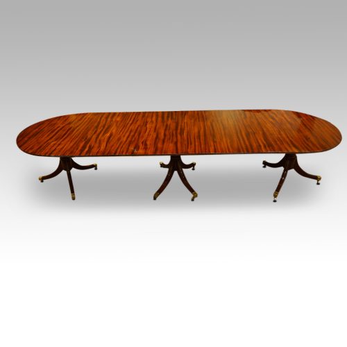 12 plus seat Regency style mahogany 3 pillar dining table,2