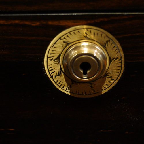 Antique coromandel writing slope Bramah lock
