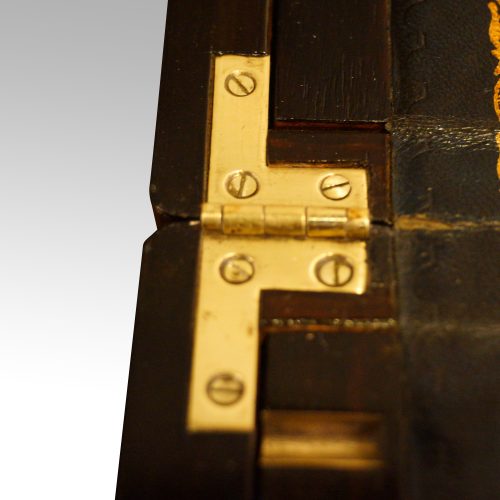 Antique coromandel writing slope hinge