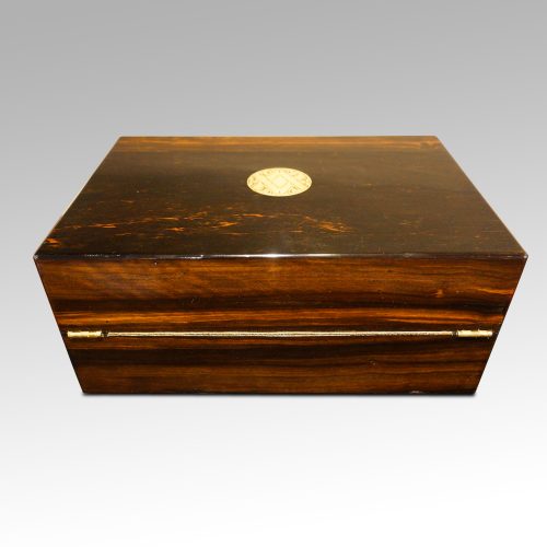 Antique coromandel writing slope rear
