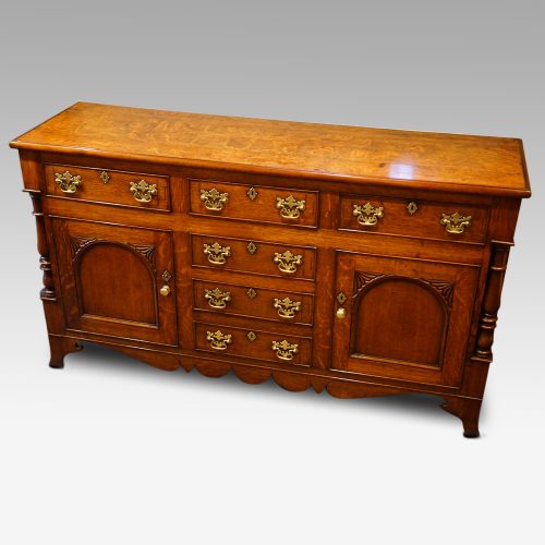 Antique oak Anglesey dresser base detail