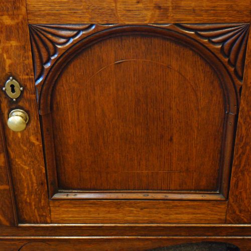 Antique oak Anglesey dresser base door detail