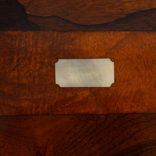 Antique rosewood box lid detail of panel
