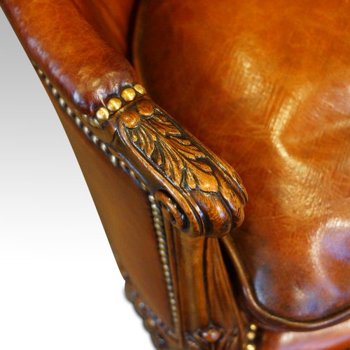 Edwardian walnut love seat arm carving