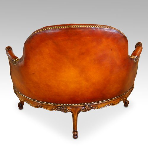 Edwardian walnut love seat rear