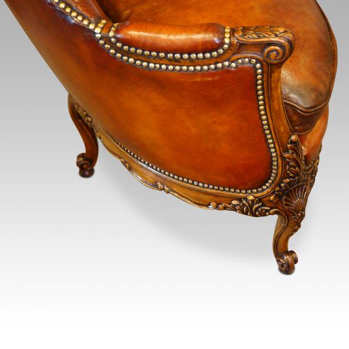 Edwardian walnut love seat side panel