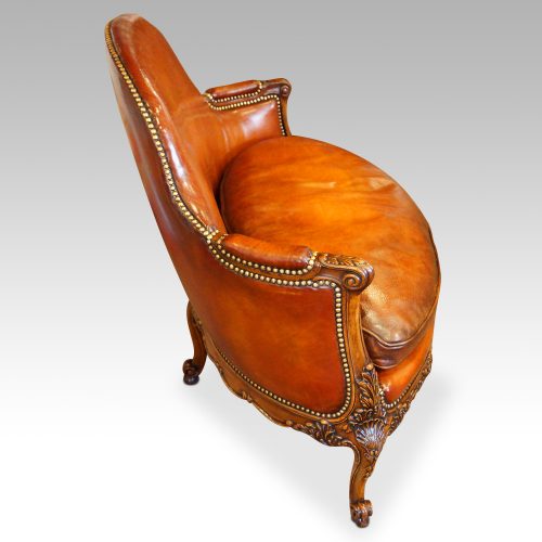 Edwardian walnut love seat side view