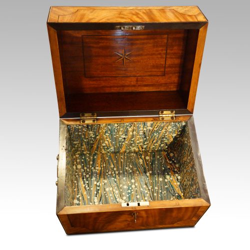 George III mahoangy inlaid casket interior