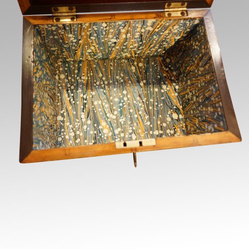 George III mahoangy inlaid casket marbled paper