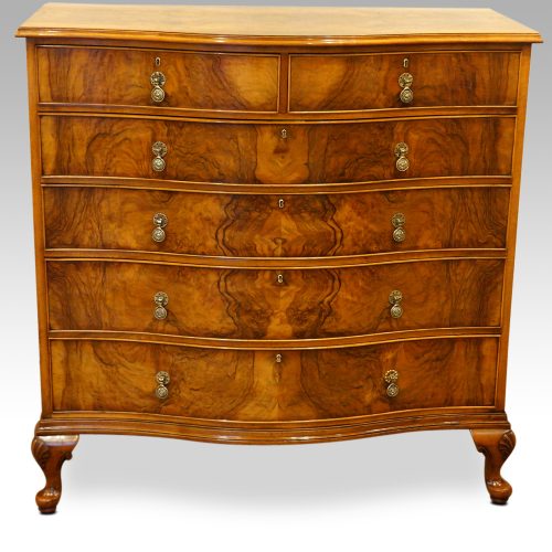 Maple & co walnut serpentine chest of drawers