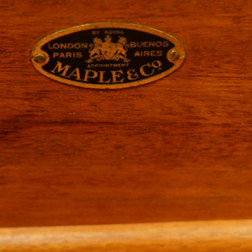 Maple & co walnut serpentine chest of drawers label