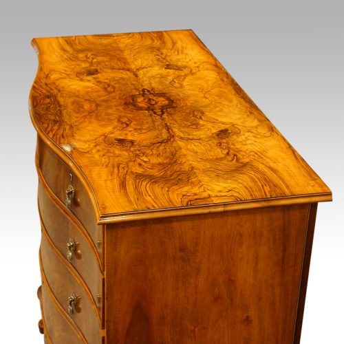 Maple & co walnut serpentine chest of drawers top