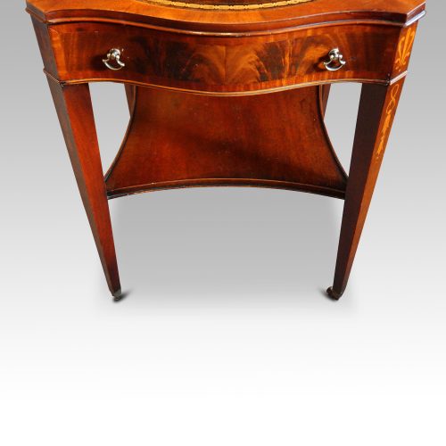 Pair inlaid mahogany end tables drawer front