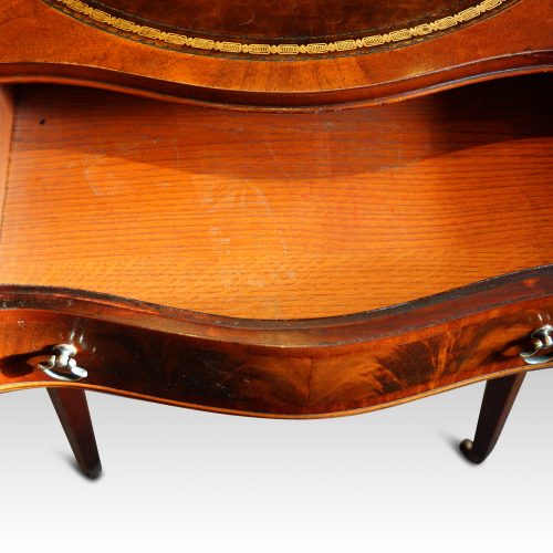 Pair inlaid mahogany end tables drawer interior