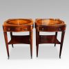 Pair inlaid mahogany end tables front detail