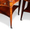 Pair inlaid mahogany end tables leg detail