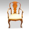 Set of 8 walnut Queen Anne style dining chairs armchair front view