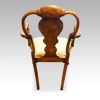 Set of 8 walnut Queen Anne style dining chairs armchair rear view