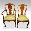 Set of 8 walnut Queen Anne style dining chairs, armchair with side chair