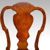 Set of 8 walnut Queen Anne style dining chairs centre splat