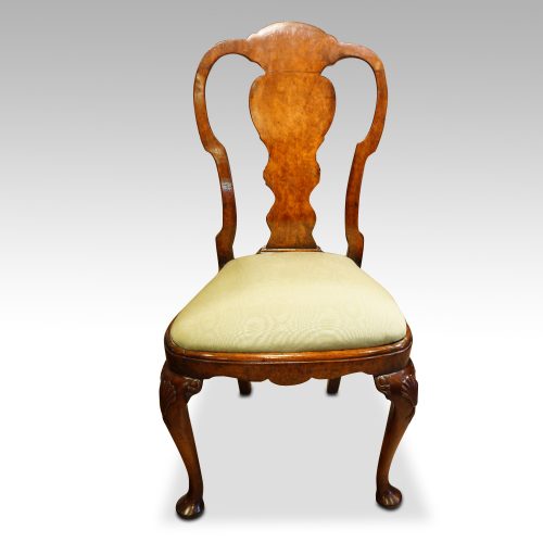 Set of 8 walnut Queen Anne style dining chairs front