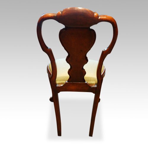 Set of 8 walnut Queen Anne style dining chairs rear view