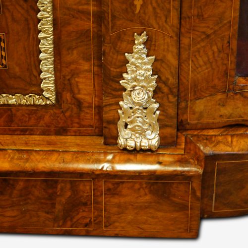 Victorian inlaid walnut credenza base mount