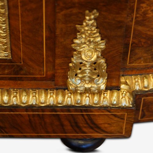 Victorian inlaid walnut credenza on feet base mounts